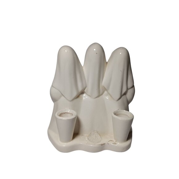 VTG 3 Singing Nuns in White Robes Ceramic 2 Candle Stick Holder - Picture 5 of 7